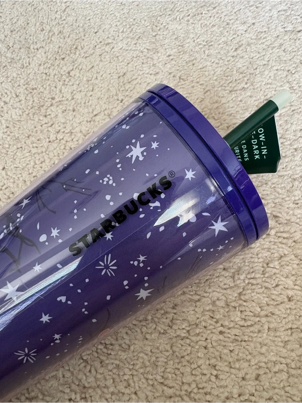 NWT Starbucks Glow In The Dark Halloween Tumbler 24 oz Purple & Black